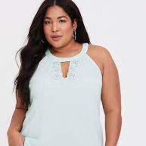 torrid Plus Size Mint Green Goddess Gauze Sleeveless Tunic Blouse: 4246